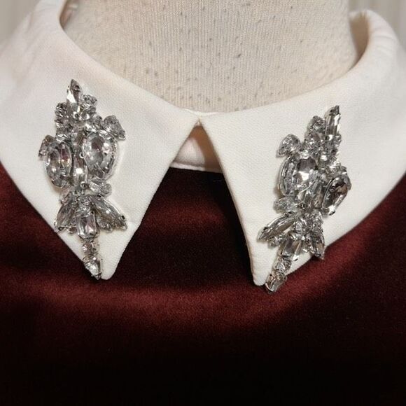 Ted Baker London Cheryl Velvet Collared Embellished Dress Size 2 - Picture 3 of 7